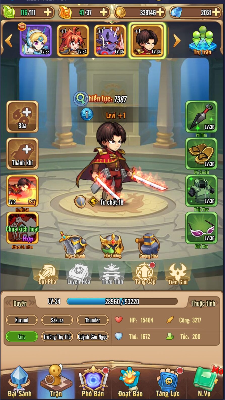 Giao diện trong tựa game Manga Bá Cháy