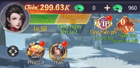 Chọn vào Avatar nhân vật