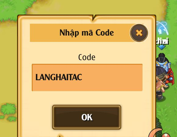 Nhập code Làng Hải Tặc FNS và chọn “Ok”