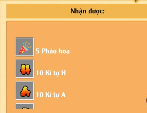 Màn hình sẽ hiển thị các phần thưởng nhận được