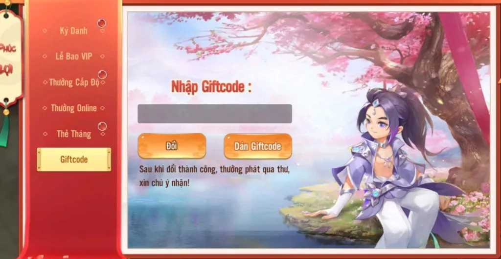 Nhập mã code Thức Thần Ký và nhấn Đổi