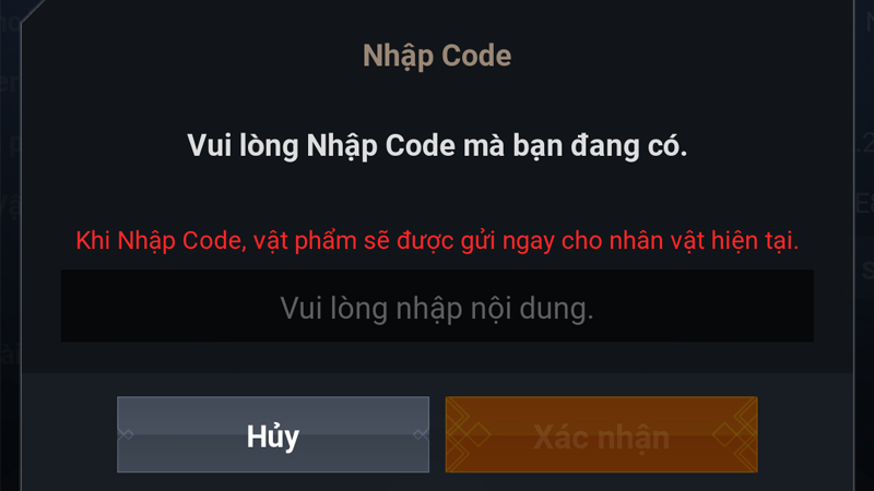 Bước 3 chọn “Nhập Code” và chọn "Xác nhận"