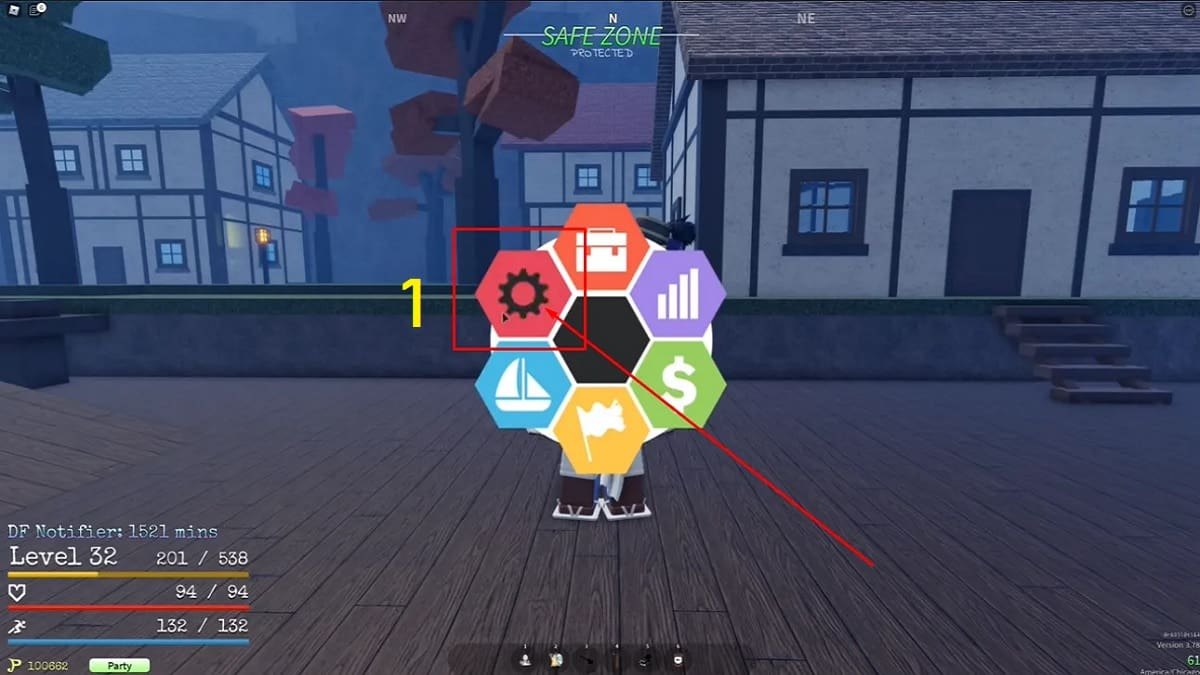 Bước 2: Sau khi vào game, người chơi nhấn phím M để mở Menu, sau đó chọn biểu tượng bánh răng (Settings)
