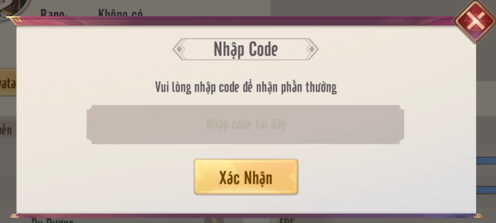 Bước 3 nhập mã giftcode vào ô và nhấn “Xác nhận”