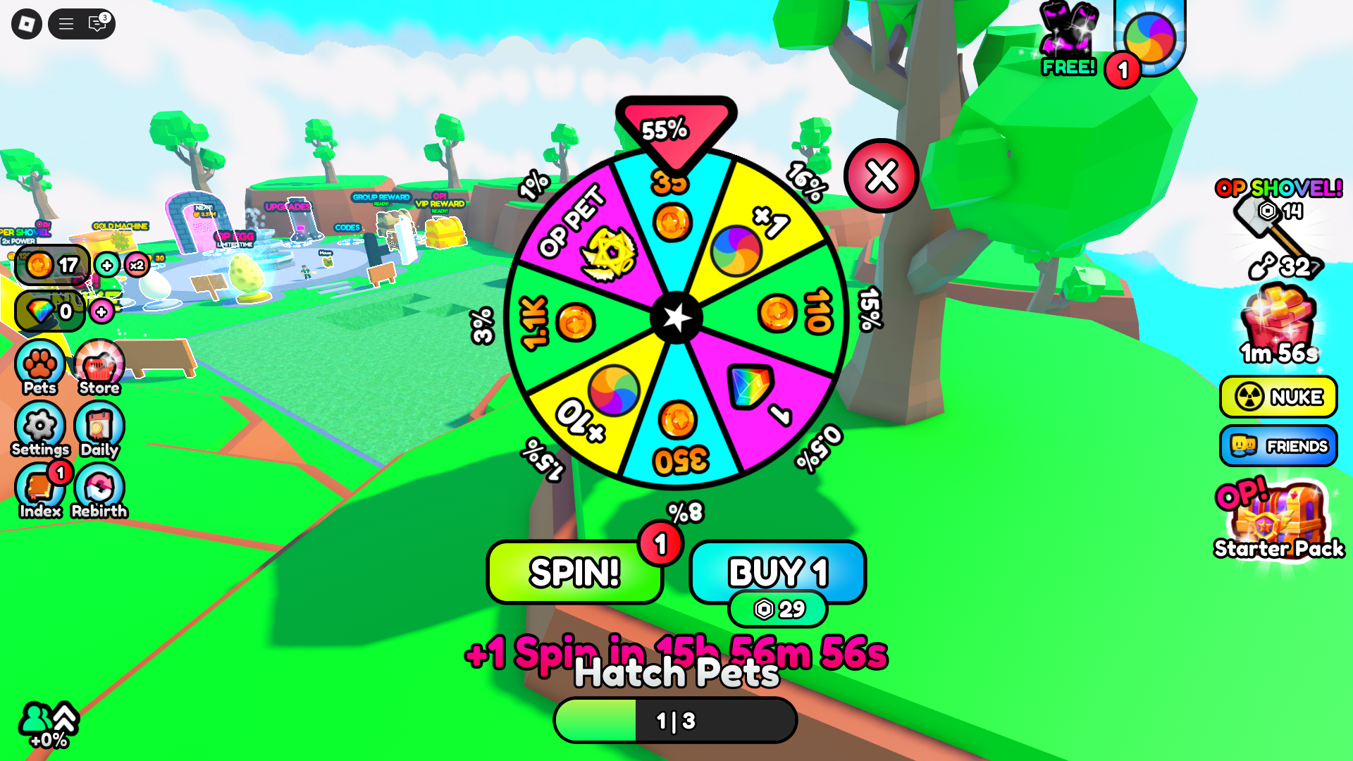 Các vòng quay trong tựa game Dig 1 Million Blocks