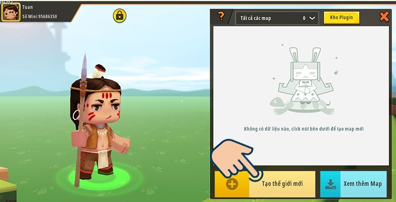 Chọn Tạo thế giới mới để bắt đầu thiết lập bản đồ và chế độ chơi