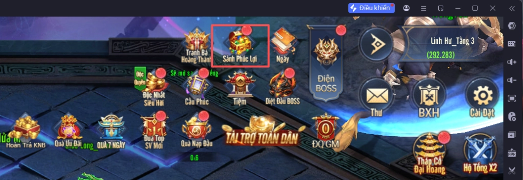 Bước 1 chọn “Sảnh Phúc Lợi”