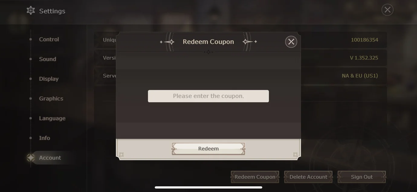 Bước 5 nhập mã code vào ô và nhấn chọn “Redeem”