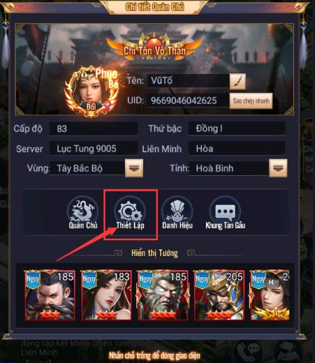 Truy cập vào mục “Thiết lập”