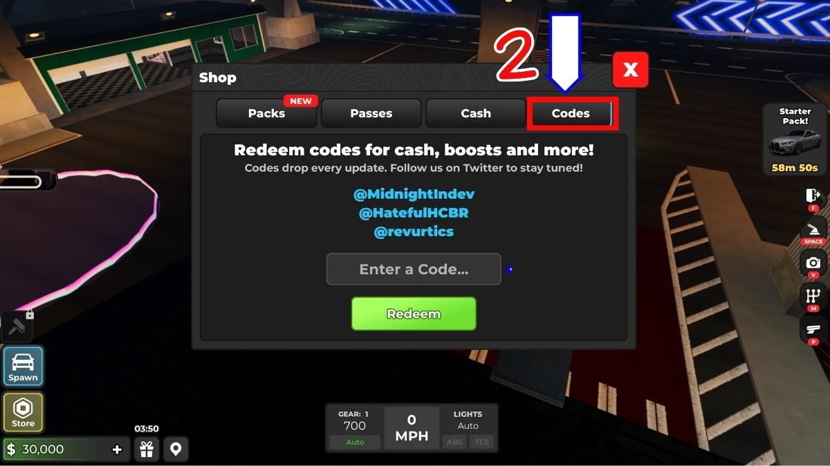 Tiếp tục tìm và chọn mục Code trong giao diện Shop