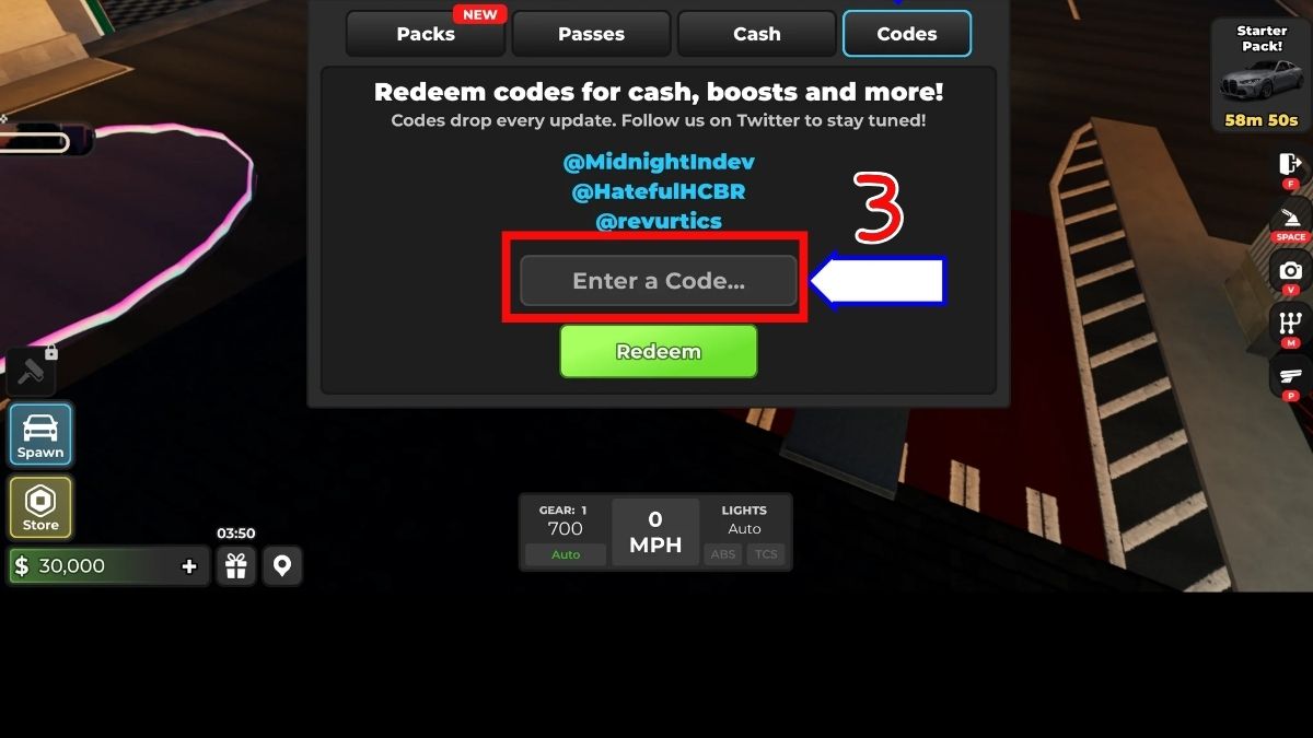 Nhập chính xác mã code Midnight Chasers