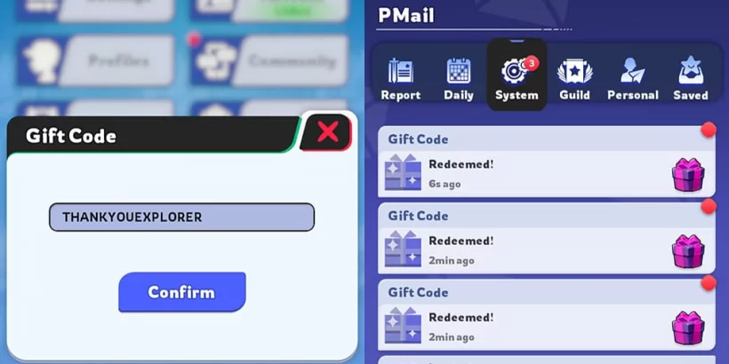 Game thủ nhập code vào ô và nhấn chọn “Confirm” rồi sau đó vào “System” để nhận quà