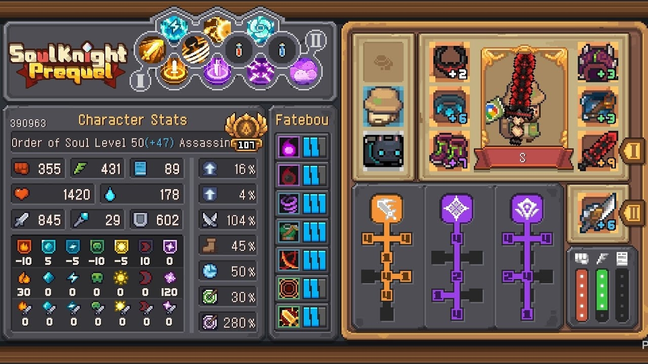 Game Soule Knight Prequel sở hữu hệ thống và vật phẩm đa dạng cho phép game thủ tham gia xây dựng nhân vật ưu thích
