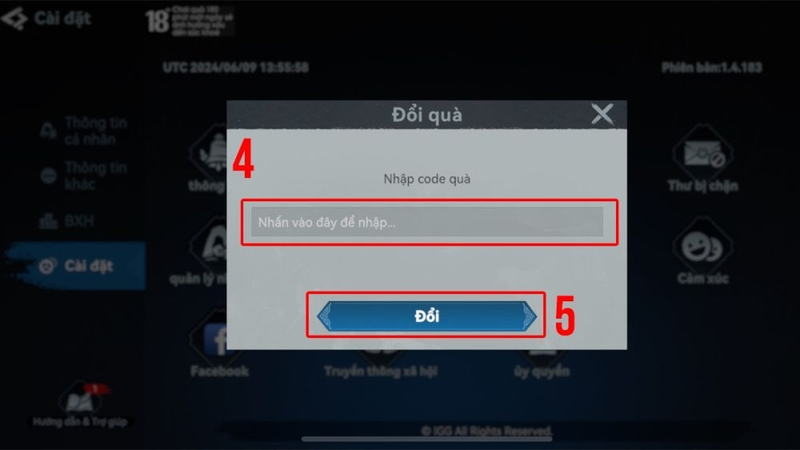 Nhập chính xác mã code Viking Rise vào ô trống, bấm Đổi để xác nhận
