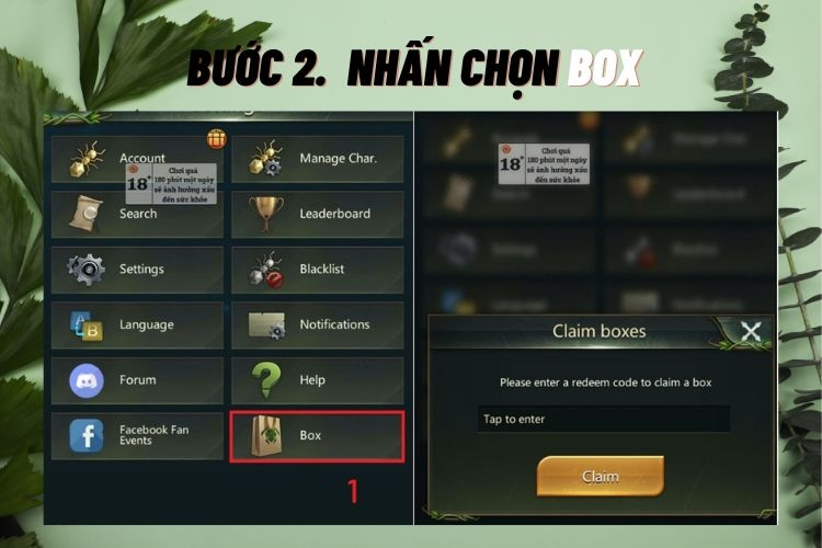 Tiếp tục chọn mục Box