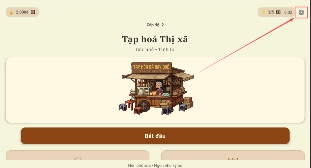 Bước 1 nhấn chọn biểu tượng bánh răng là “Setting” ở góc bên phải