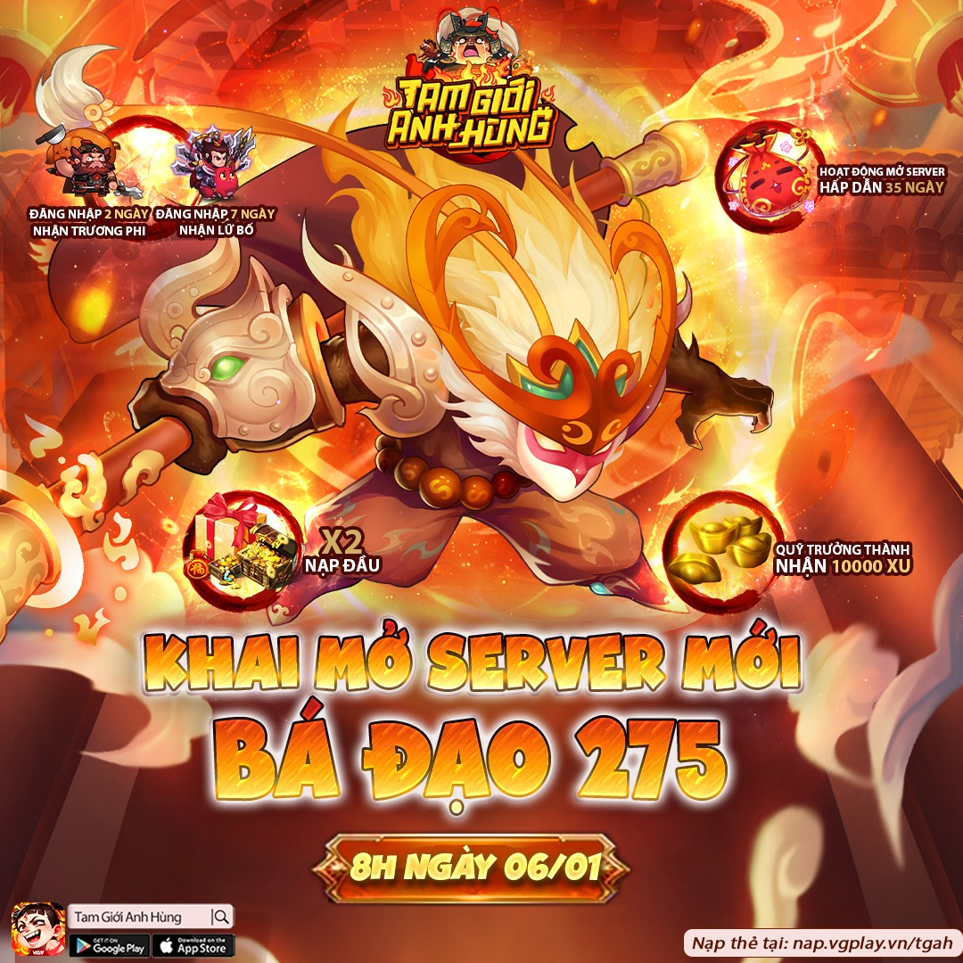 Sự kiện mở Server mới trong game Tam Giới Anh Hùng