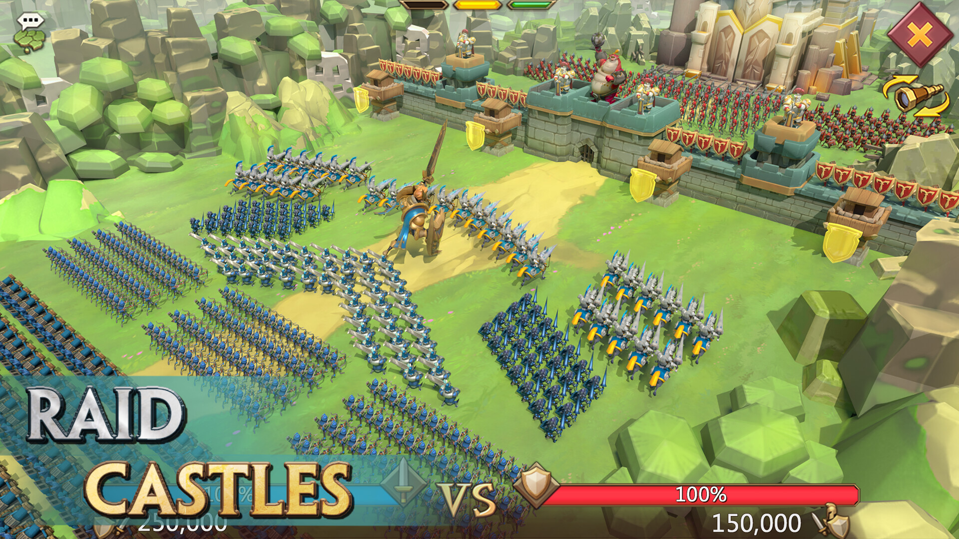 Dàn quân đội vệ binh do game thủ xây dựng trong game Lords Mobile