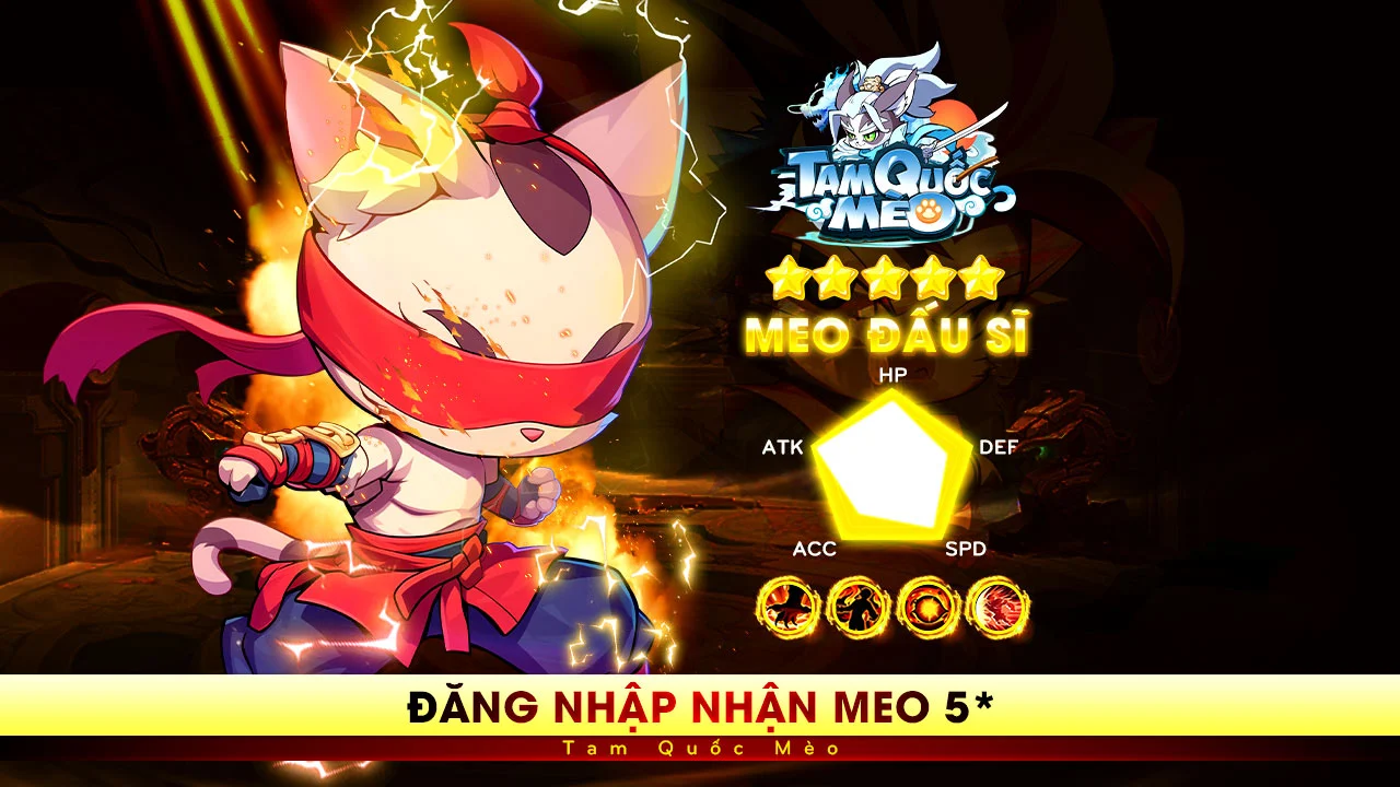 Nhân vật Mèo đấu sĩ trong game Tam Quốc Mèo