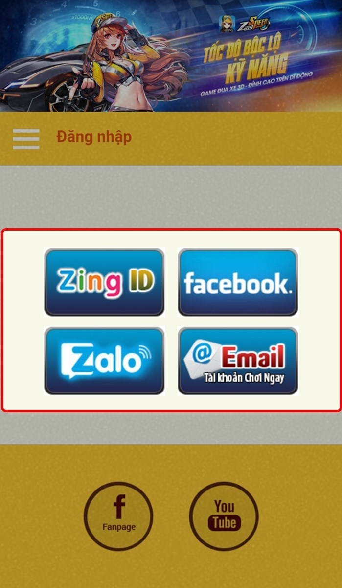 Đăng nhập tài khoản thông qua các hình thức liên kết như Zalo, Facebook hoặc tài khoản VNG