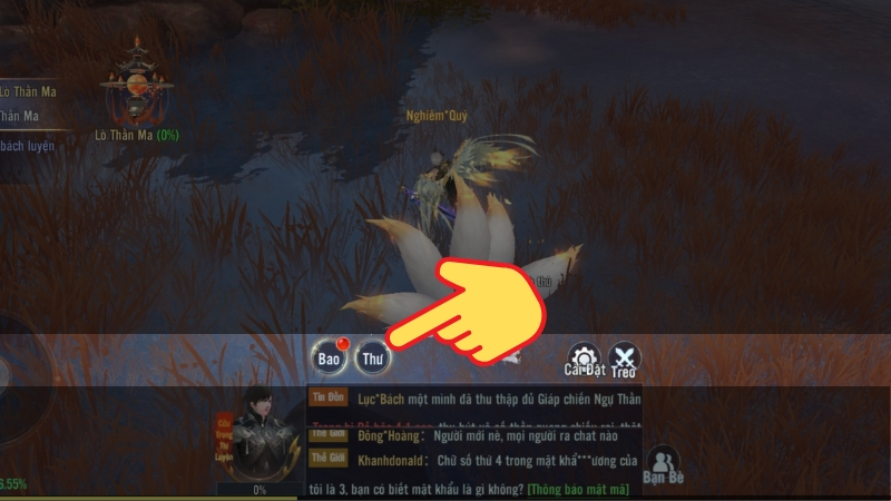 Bước 3 game thủ vào mục “Thư”