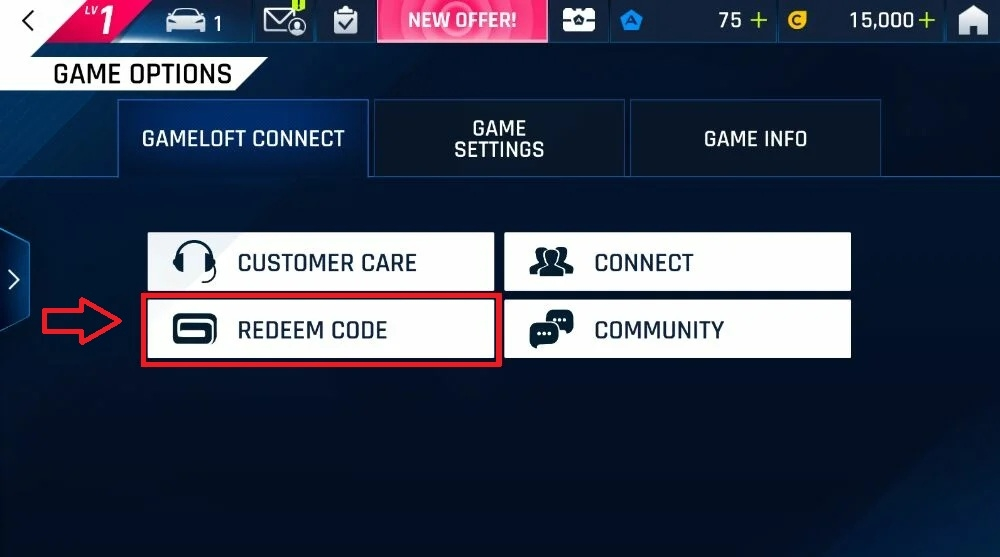Bước 2 chọn mục “Redeem code”