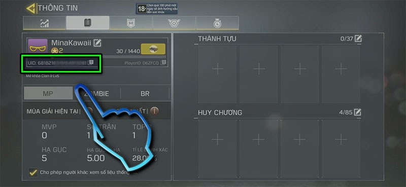 Bước 3 sao chép mã UID