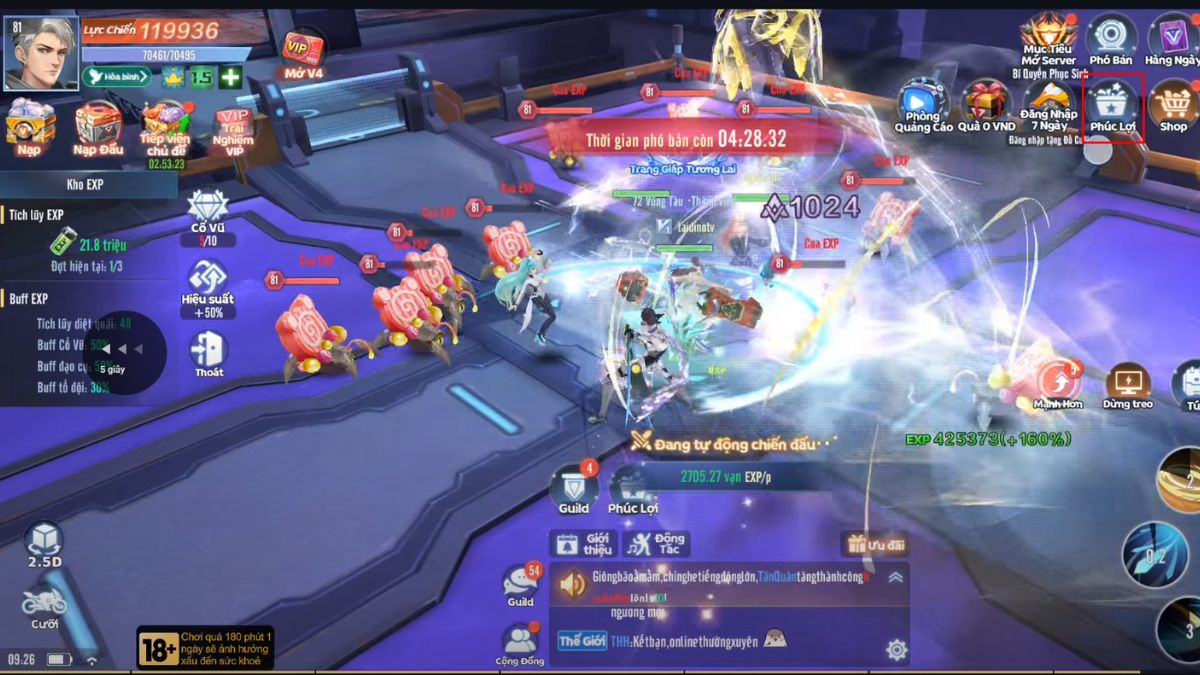 Đăng nhập vào game Mã Tiến Hóa: X, sau đó tìm và mở mục Sảnh Phúc Lợi