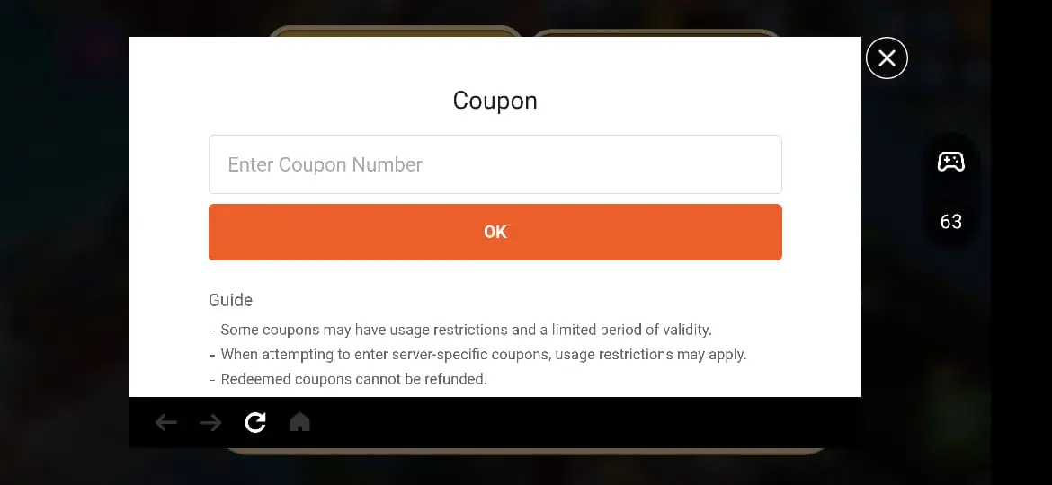 Nhập chính xác mã code vào ô trống và nhấn OK