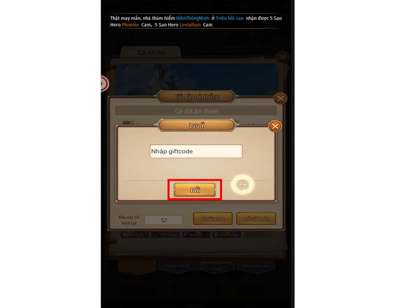 Nhập code Elora's Raid vào ô trống rồi nhấn Đổi