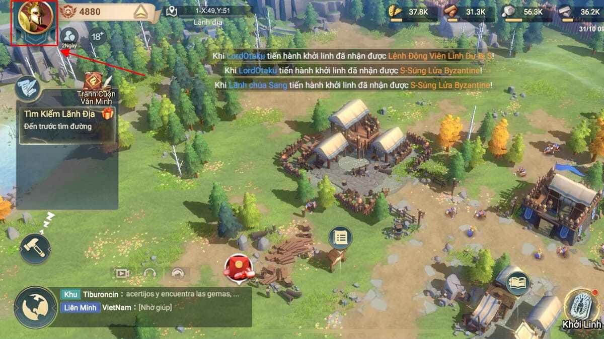 Truy cập vào game và nhấn vào Avatar nhân vật
