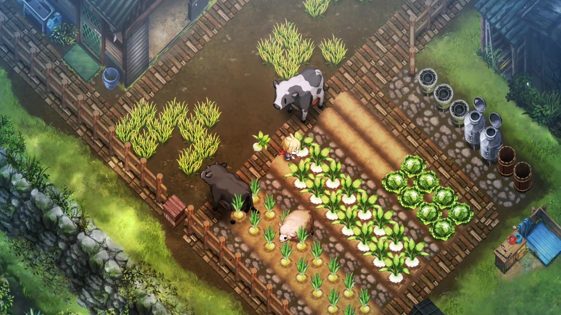 Bạn có thể trồng cây và chăm sóc nông trại (Ảnh: Steam)
