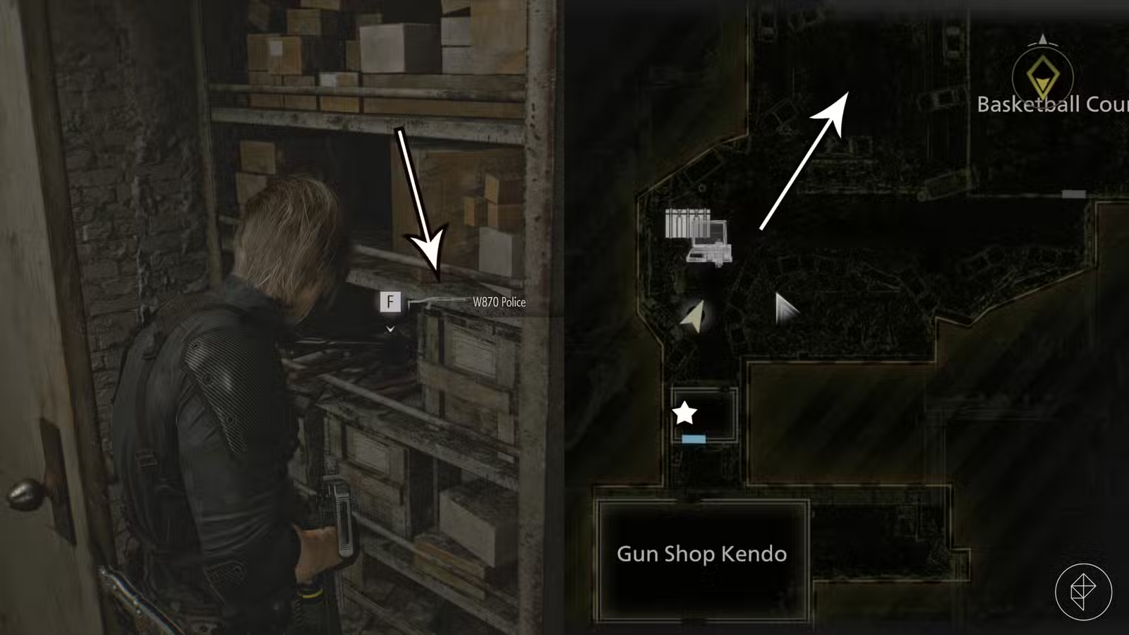 Lấy shotgun W870 Police trên kệ (Ảnh: Capcom via Polygon)