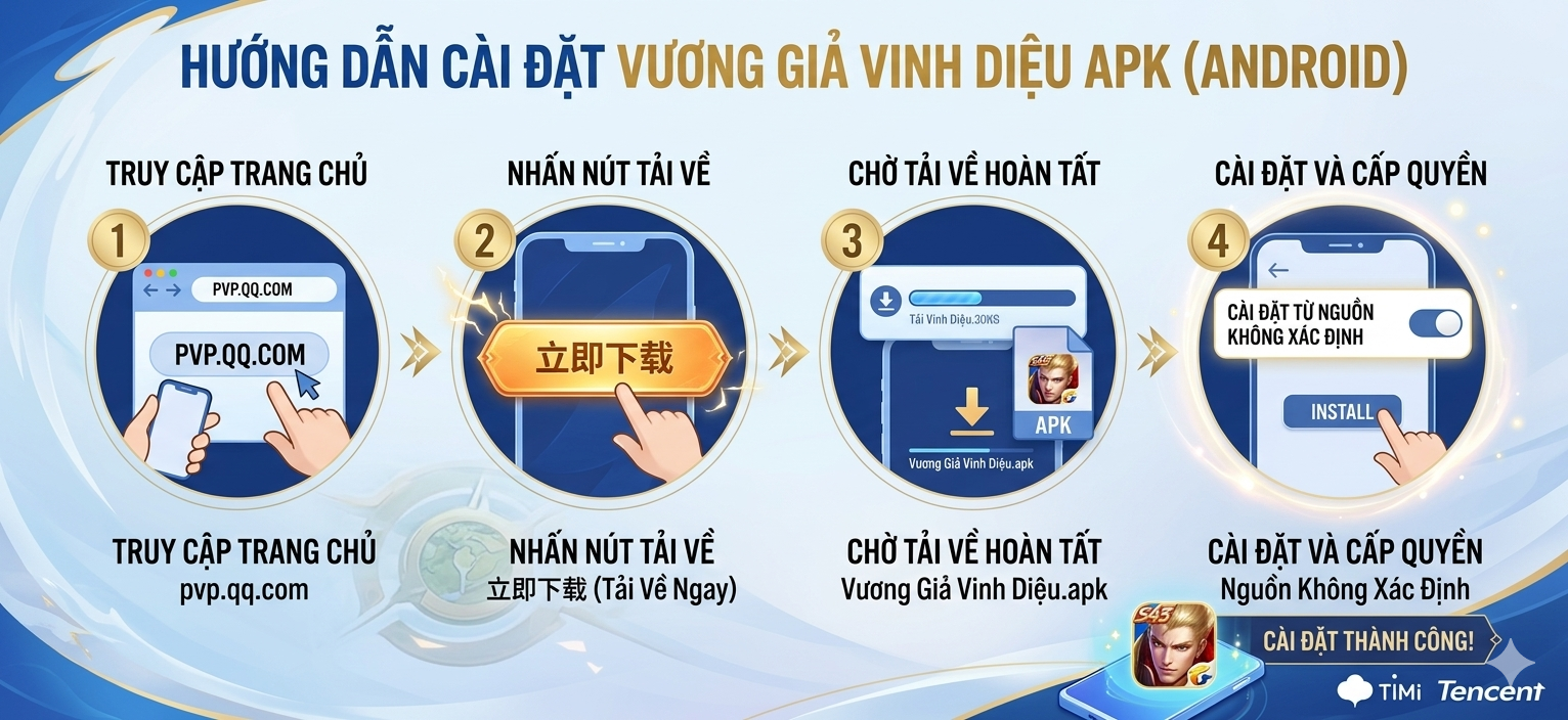 Vương Giả Vinh Diệu (Honor of Kings) - Hành trình khai sinh một di sản 9 Đối với người dùng Android (Vương Giả Vinh Diệu APK)
