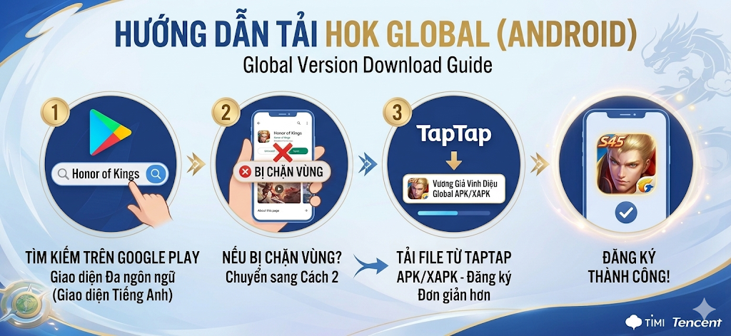 Vương Giả Vinh Diệu (Honor of Kings) - Hành trình khai sinh một di sản 11 Tải game Vương Giả Vinh Diệu bản Quốc Tế Android