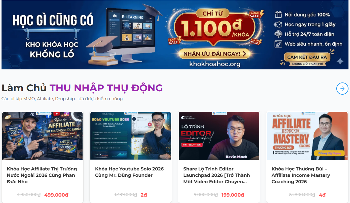 Sở hữu kho khóa học khổng lồ tại Kho Khóa Học Giá Rẻ