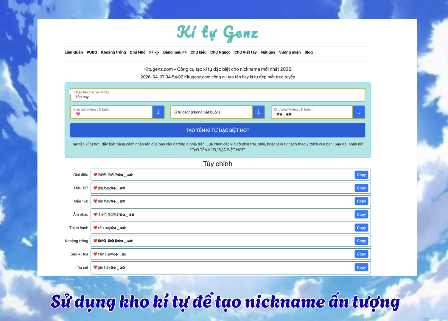 Biến nickname thành cực phẩm nhờ kho kí tự đặc biệt đa dạng tại Kí Tự Genz