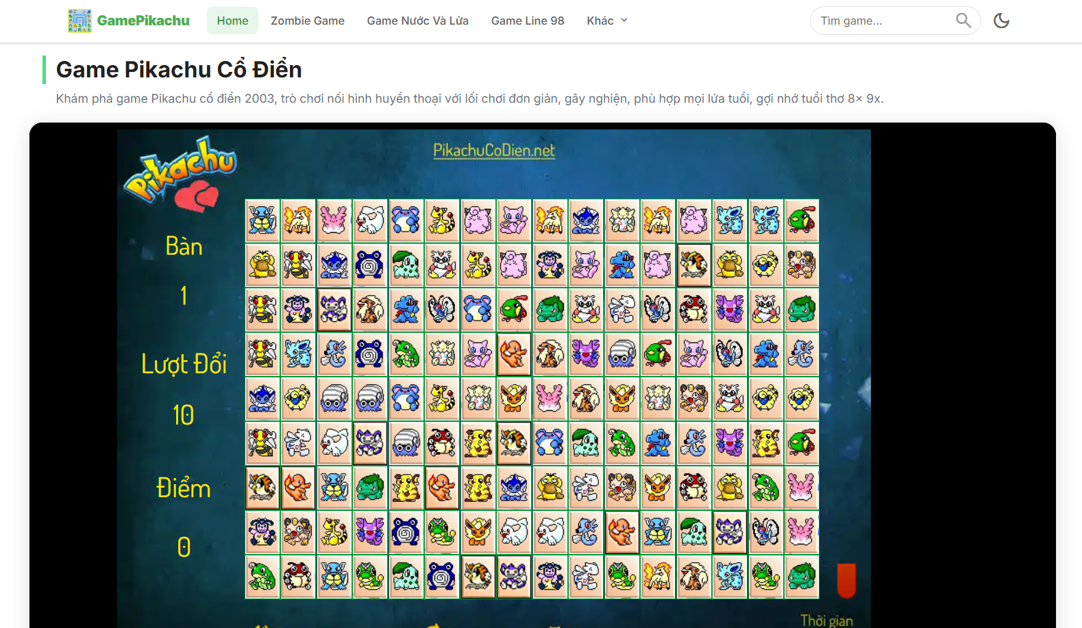 Tựa game Pikachu cổ điển 2003 luôn thu hút người chơi đến với thế giới hoài niệm