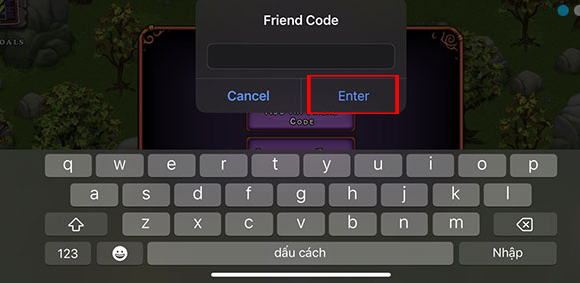 Nhập mã Friend Code My Singing Monsters và nhấn Enter