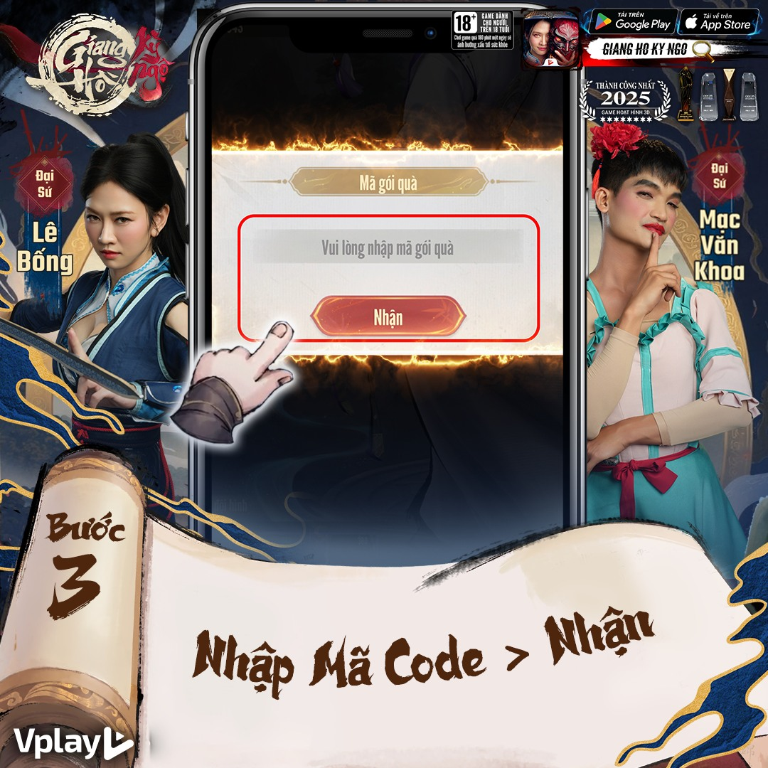 Nhập code Giang Hồ Kỳ Ngộ và nhấn Xác nhận