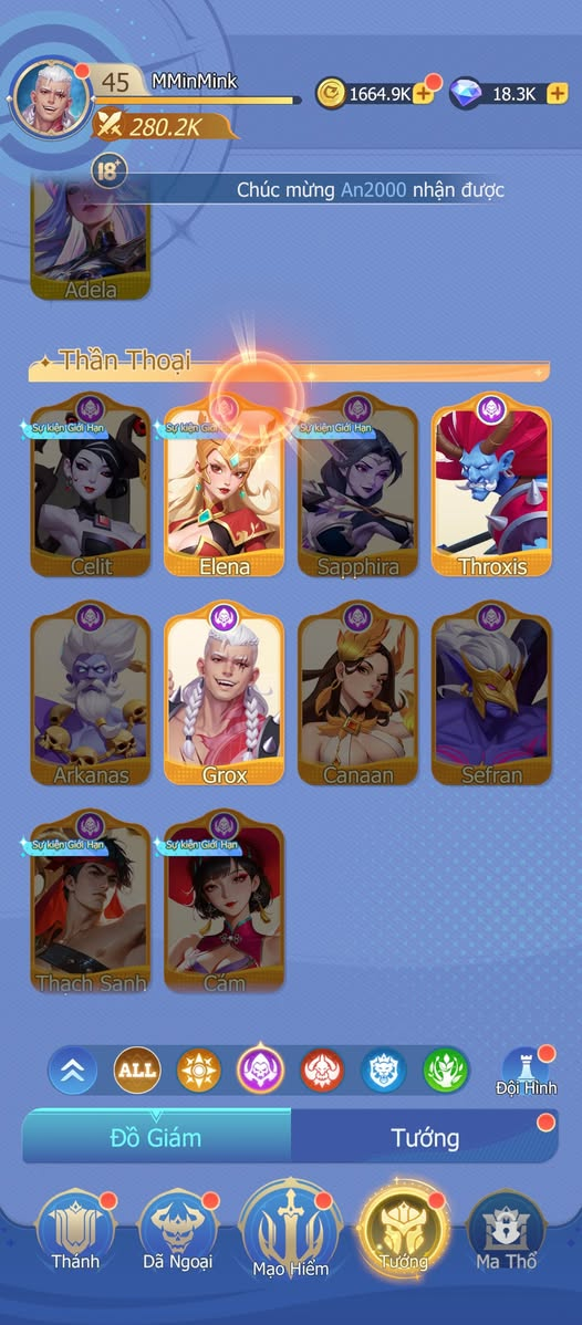 Hình ảnh giao diện trong game Thần Ma Arena