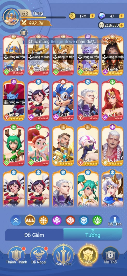 Hình ảnh giao diện trong game Thần Ma Arena