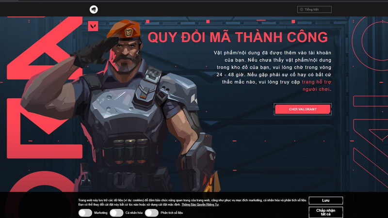 Màn hình sẽ hiện thông báo đổi mã thành công