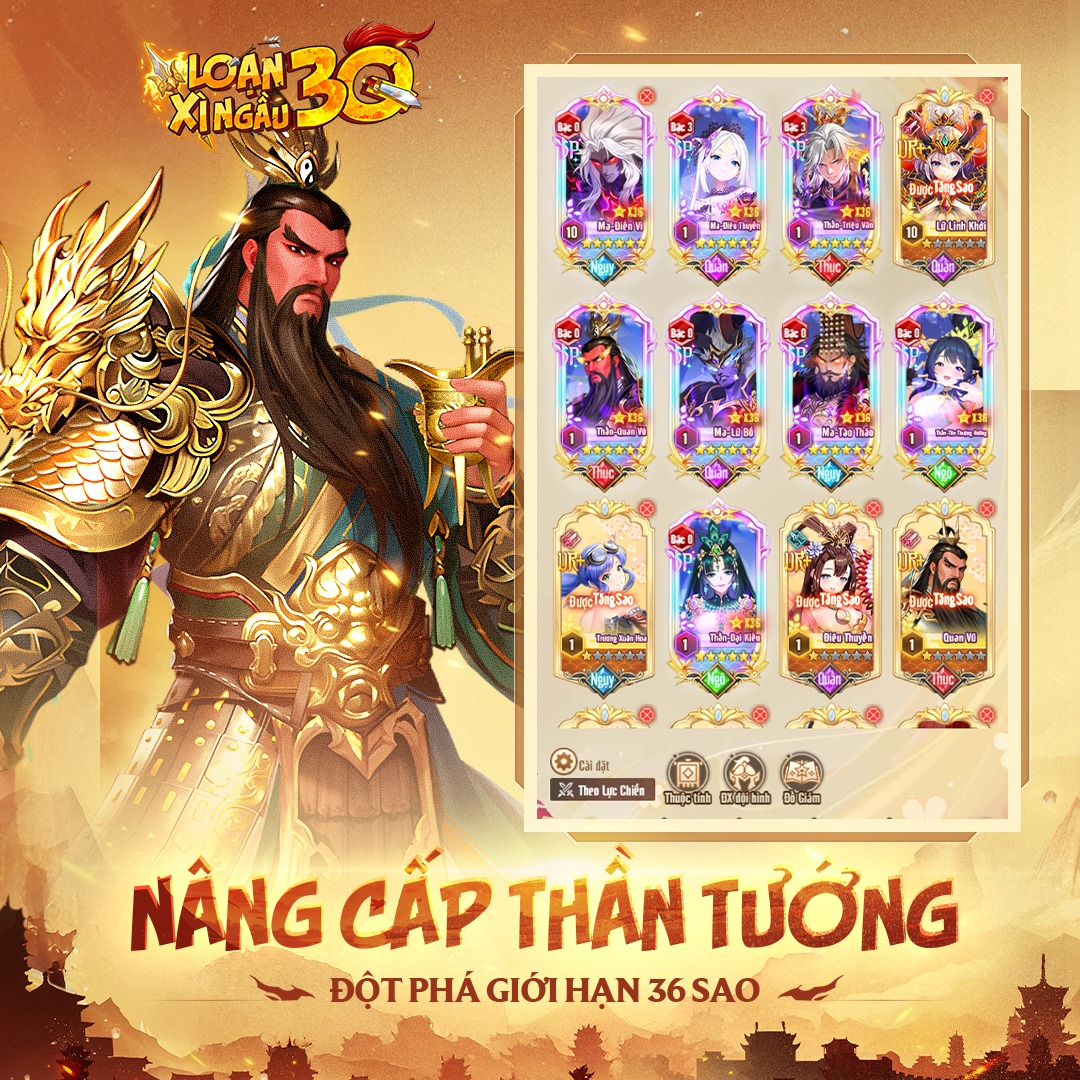 Hình ảnh nâng cấp thần tướng trong game Loạn Xì Ngầu 3Q